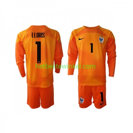 Frankrijk LLORIS 1 Voetbalshirts Doelman Kind Uit WK 2022 - LS(+ Korte broeken)